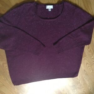 Belle by Kim Gravel Fall Plum Sweater Plus Size Boxy Lagenlook